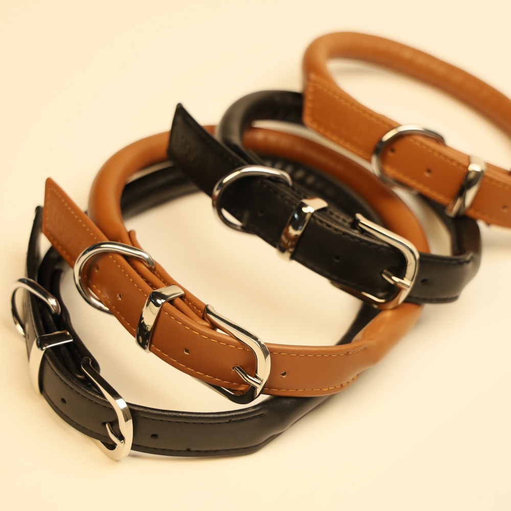 Rolled Soft Leather Dog collar